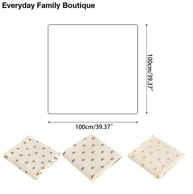 Square blanket with small floral or heart pattern prints on cream-colored fabric.